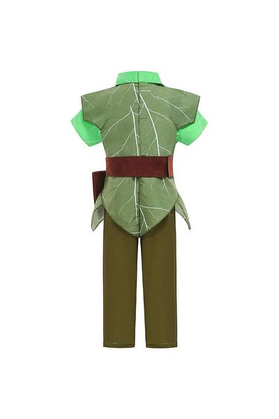OEM Peter Pan Costume for Children, Set with Hat and Foam Boots, 4-5 years, 120 cm, Green/Orange