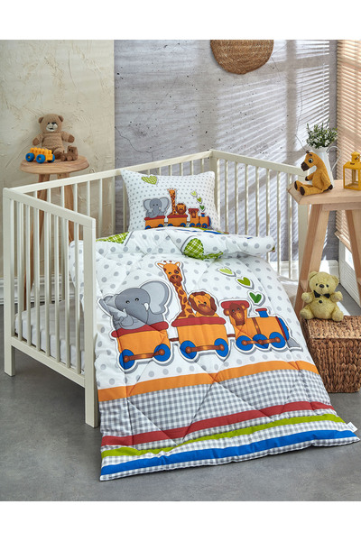 Komfort Home Printed 100% Cotton Silicone Fiber Baby Quilt+Pillow