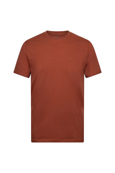 Hatemoğlu Brown Regular Fit Crew Neck Cotton Basic T-Shirt