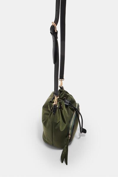 Stradivarius Fabric crossbody bucket bag