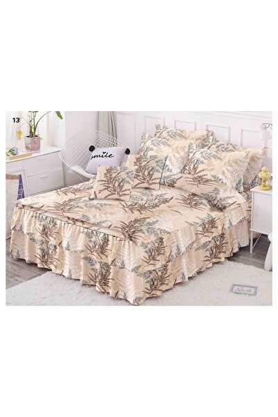 OEM Double Bed Linen Set with Ruffles, Finet, 6 pieces, 2 persons, Branch Print, 200x230cm
