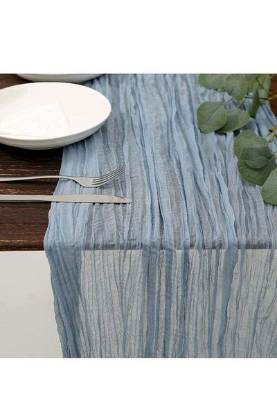COOYA Dusty Cheesecloth Table Runner, Gauze Cloth Table Runner, For Wedding Baby Shower Decorations (Blue)