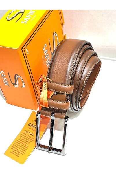 SAFİR Hakiki Deri Erkek Kemeri Toscano / Camel Renk Ithal Aksesuar %100 Deri ...