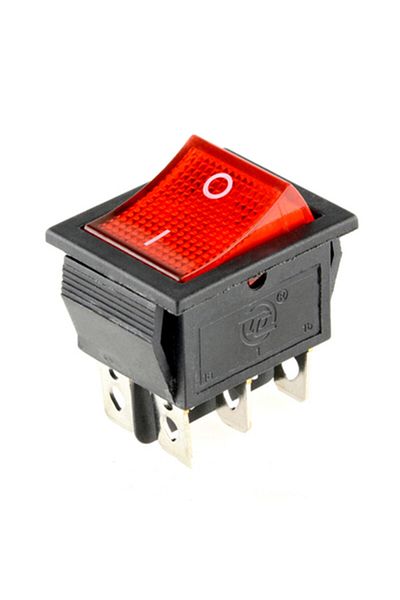 OEM Buton cu 2 pozitii, KCD4, Rosu, cu 6 pini
