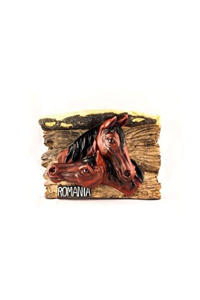 OEM Decoratiune doi cai in scoarta de copac, 30 x 20 cm