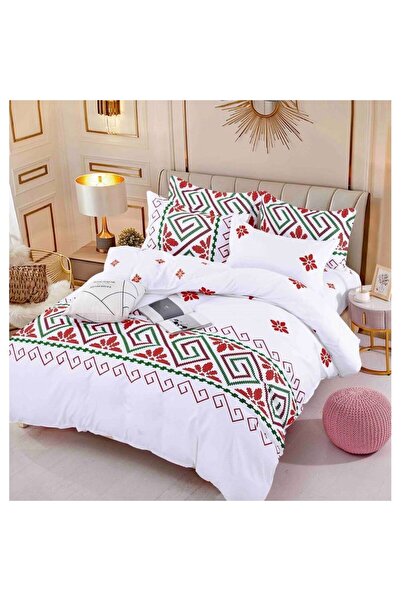 JOJO HOME Lenjerie de pat dublu cu elastic, Jojo Home, imprimeu Traditional, 6 piese, 2 persoane, 180x200cm, F