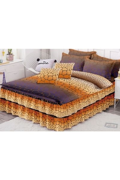 OEM Double Bed Linen, Ruffled Sheet, Finet, 6 Pieces, Floral Print, 200x230cm
