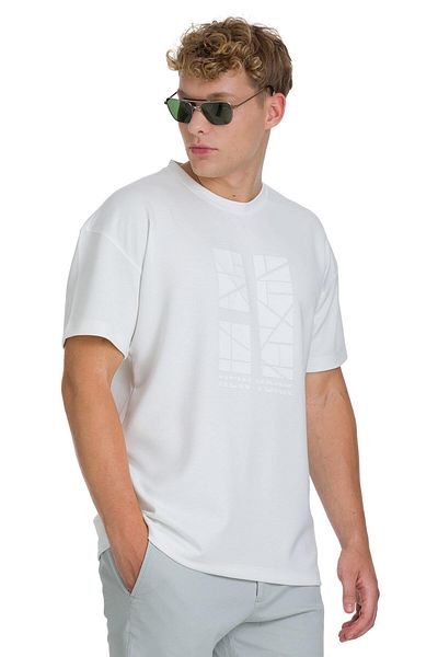 Hatemoğlu White Regular Fit Crew Neck Oversize T-Shirt