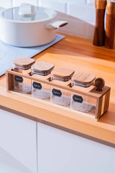 ACAR Calix 4-Piece Spice Rack Set with Stand