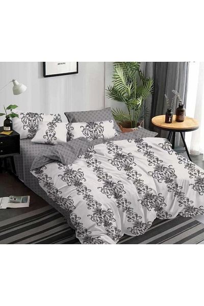 Pucioasa Double bed linen, Pucioasa, Finet, 6 pieces, 2 persons, Abstract Grey print, 245x250cm