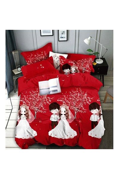 JOJO HOME Lenjerie de pat, Jojo Home, Marry Me, 6 piese, Rosu