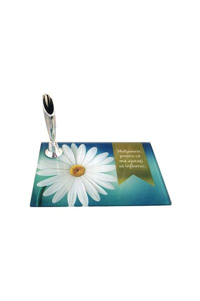 OEM Glass Plaque with Pen Holder, Teacher Dedication M3, 12x8cm