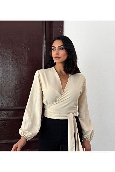 Azda Biyeli Baglamalı Bluz Kadın Model Kodu:261