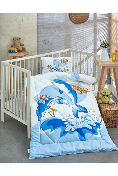 Komfort Home Printed 100% Cotton Silicone Fiber Baby Quilt+Pillow