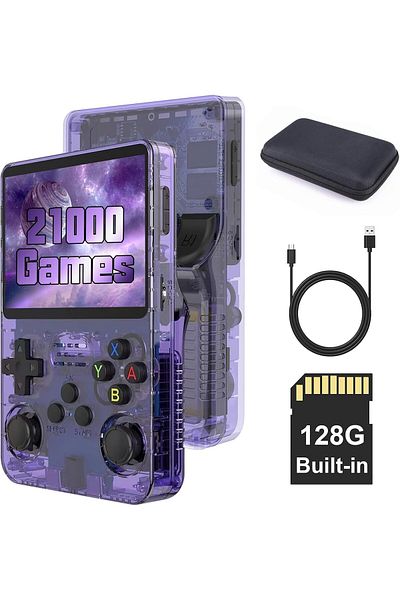 SJGAME S_way R36S Portable Game Console with Open Source Linux System, 128GB TF Card, 20000 Retro Games, 3.