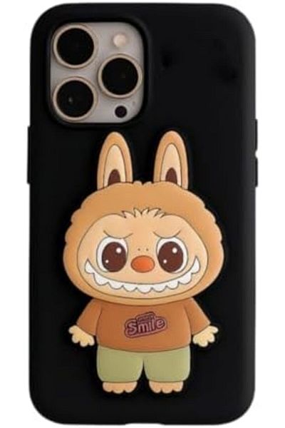 Generic 2-pack 3d Iphone 15 Cartoon Bunny Case, Soft Silicone Back Cover, Black And Brown