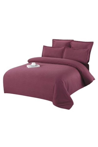 OEM Double Bedding Set, Damask, 6 Pieces, 200x230cm, Red Grenadine