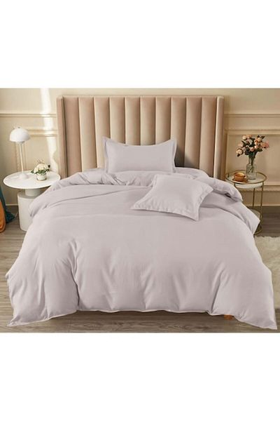 Pucioasa Lenjerie de pat, Pucioasa, Uni, 4 piese, 1 persoana, 140x200cm, Finet Satinat, Gri Deschis