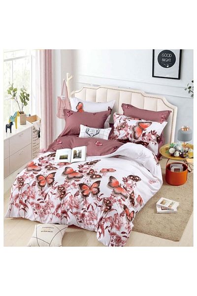 JOJO HOME Bed linen, Jojo Home, Butterfly print, 6 pieces, 2 persons, 245x250cm, Finet Superior, White Ro