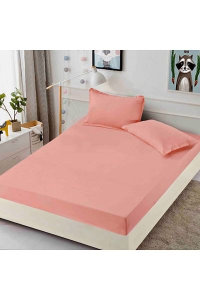JOJO HOME Double bed cover, with elastic, Jojo Home, Uni, 3 pieces, 2 persons, 180x200cm, Finet, Corai