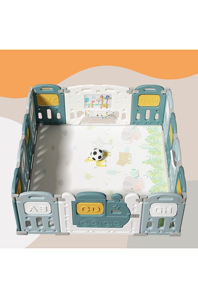 COOYA Foldable Baby Playpen,Starry Green playpen for babies,Safety Play Yard Home Indoor with12+2 Panels