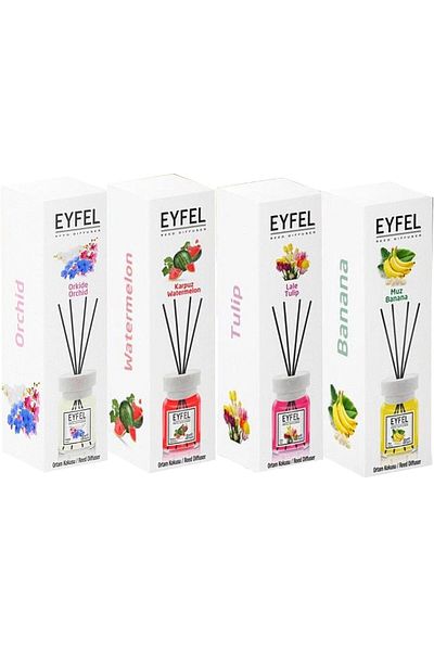Generic EYFEL Reed Diffuser 4Pc Combo - Orchid, Watermelon, Tulip & Banana 120ml