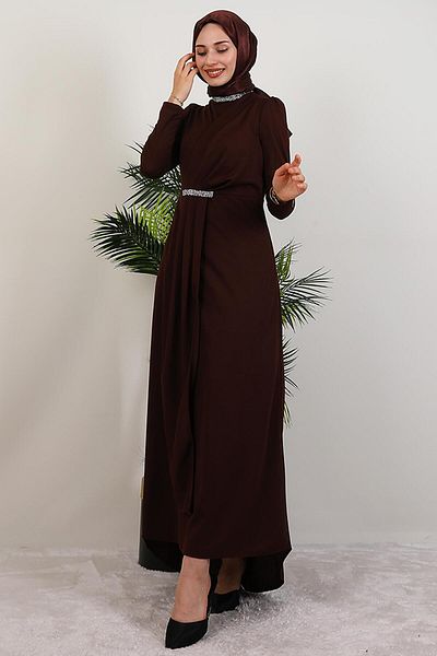 GİYZAMİLA Liya Hijab Φόρεμα Bitter Brown