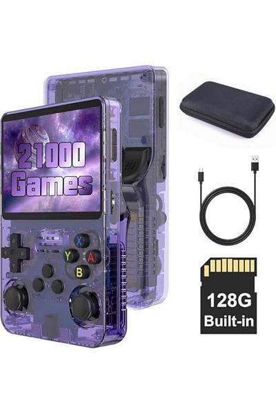 SJGAME S_way R36S Portable Game Console with Open Source Linux System, 128GB TF Card, 20000 Retro Games, 3.