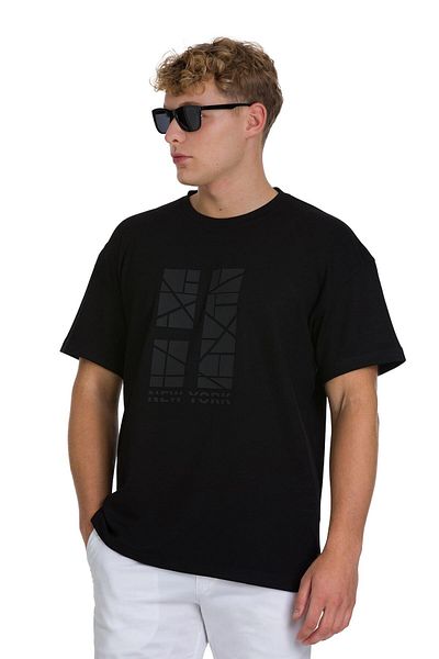 Hatemoğlu Black Regular Fit Crew Neck Oversize T-Shirt