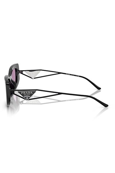 Prada Kadın güneş gözlüğü 14y 1ab-30l 53-19, Dikdörtfen Siyah Çerçeve, Mor Lens