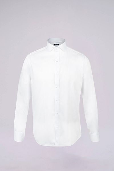 Hatemoğlu White Slim Fit Long Sleeve Open Italian Collar Satin Shirt