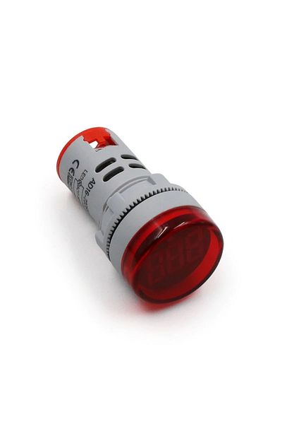 OEM Mini voltmetru digital rotund, rosu, 22mm, AD16-22DSV, 60-500VAC