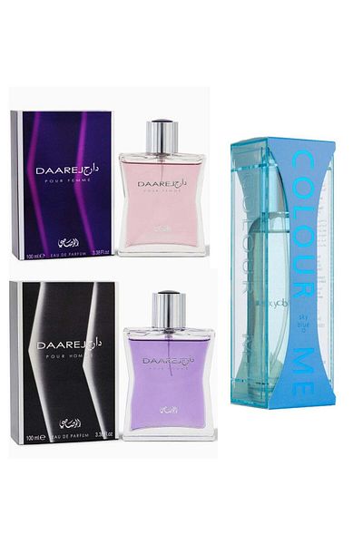 Rasasi Perfume Combo Set Daarej for Men 100ml and Daarej for Women 100ml & Colour Me Sky Blue 100ml