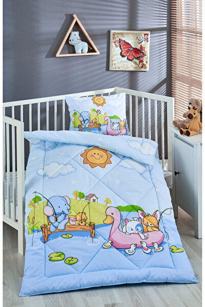 Komfort Home Printed 100% Cotton Silicone Fiber Baby Quilt+Pillow