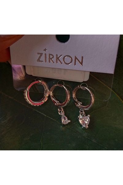 Monalisa Home Silver Color Luxury Showy Figured Triple Earrings