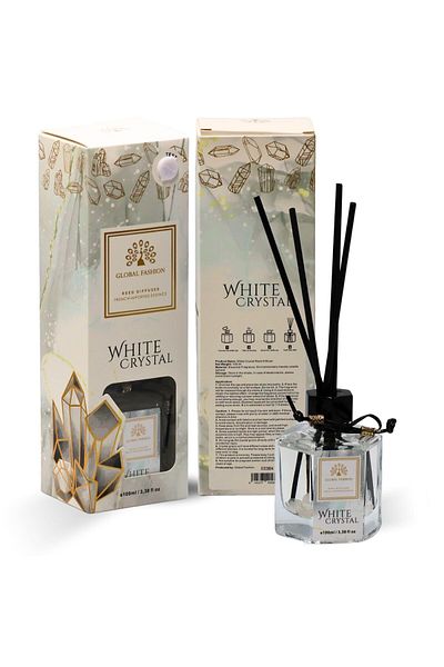 global fashion Luxury Reed Diffuser 100ml – French Essence, Long-Lasting Scent, Eco Home Decor Gift (White Crystal)