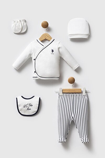 U.S. Polo Assn. U.S. Polo Assn. Beyaz %100 Pamuklu Yenidoğan Erkek Bebek 5 Pa...
