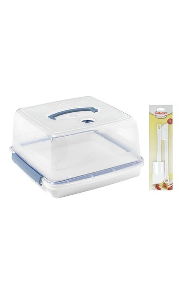 locknlock Airtight Cake Storage Box+Free 2-Piece Metaltex Pastry Spatula Set|Freshness&Baking Combo