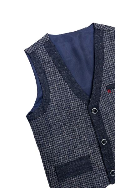 Doctor junior Boy's Navy Blue Three Button Vest Metal Waist Adjustable Double Leg Trousers Suit
