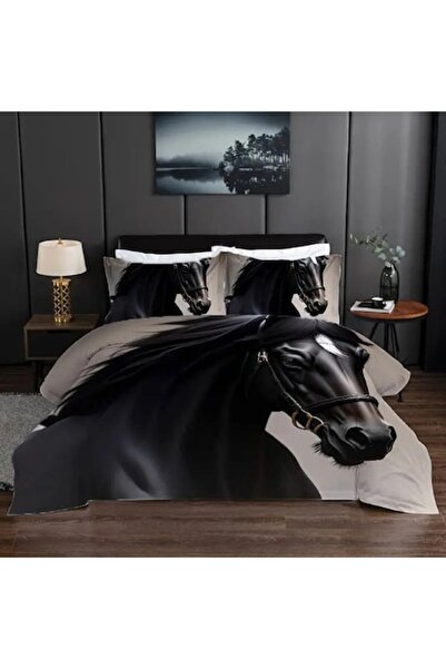 OEM Set lenjerie de pat dublu, 230x250cm, 6 piese, 3D, Finet, imprimeu portre...