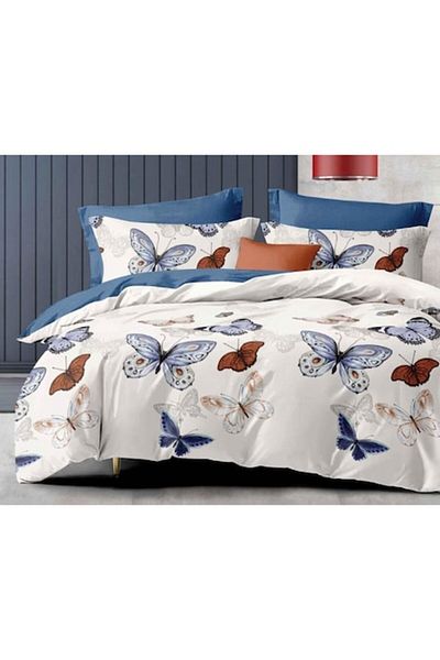 OEM Double Bed Linen, Reversible Sheet, 6 pieces, Multicolor Butterflies, 230x245 cm, Finet