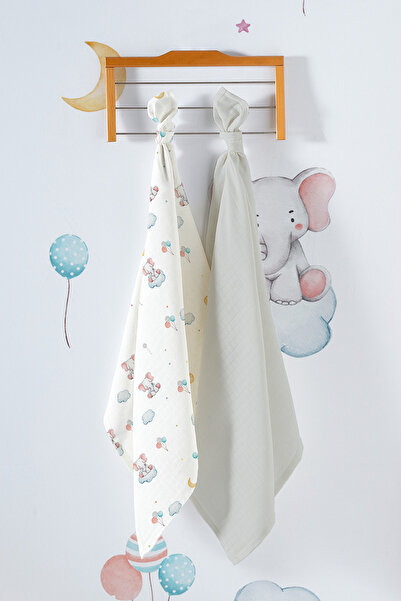 Kanz طقم بطانية موسلين للأطفال متعددة الأغراض مكون من قطعتين - فيل
