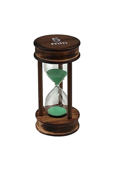 OEM Clepsidra din lemn ars cu scris 5 minute, 6x12 cm, maro-verde