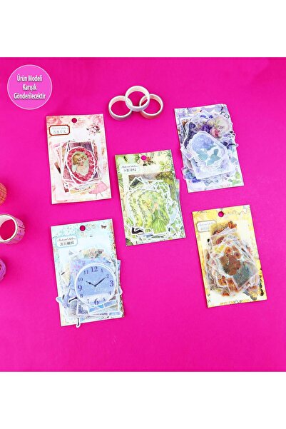 Gift Moda Scrapbook Uyumlu 100'lü Retro Sticker Paketi – Vintage Tarz Bm-1778