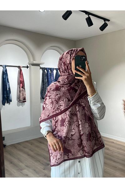 Merwiss Viena Silk Crepe Plum Shawl