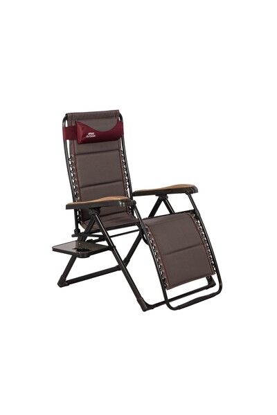 Aygaz Ekstra Geniş Alüminyum Şezlong – 120 kg, Zero Gravity, Boyun Yastığı, Yan Sehpa, Ayak Desteği