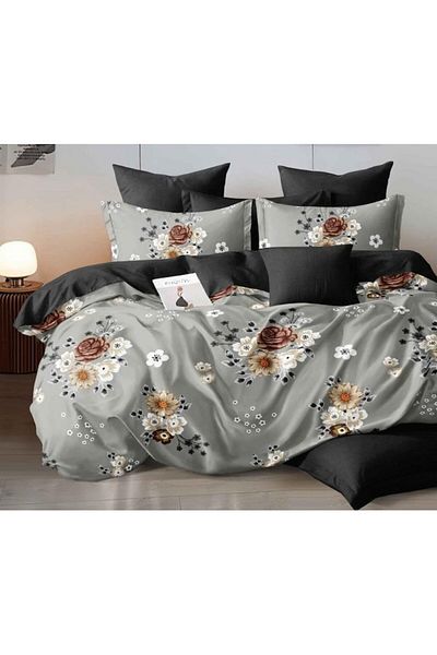 OEM Double Bed Linen Set, Reversible Sheet, 6 Pieces, Flower Bouquet, 2 Persons, 230x245cm, Finet, Multi