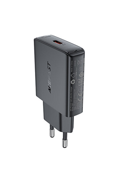 Acefast Încărcător de perete mic, plat, GaN PD, 20W, USB-C, negru