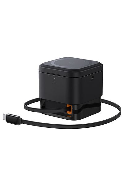 Baseus 2w1 Ładowarka bezprzewodowa 20W MagSafe Qi z rozwijanym kablem USB-C czarna