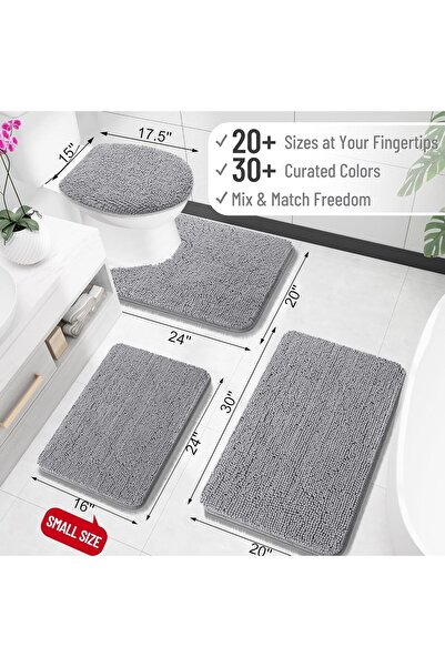 bitupure SA OLANLY Bathroom Rugs 30x20, Extra Soft Absorbent Chenille Bath Rugs, Rubber Backing Quick Dry, Machi